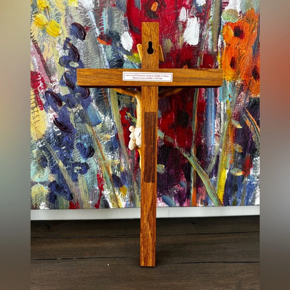 Vintage Fontanini Wall Crucifix Wood Cross Genuine Fontanini Corpus 12” Vtg Jesu - Picture 2 of 13